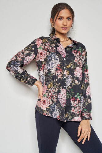 Nightfall Blooms Top, Black, image 1
